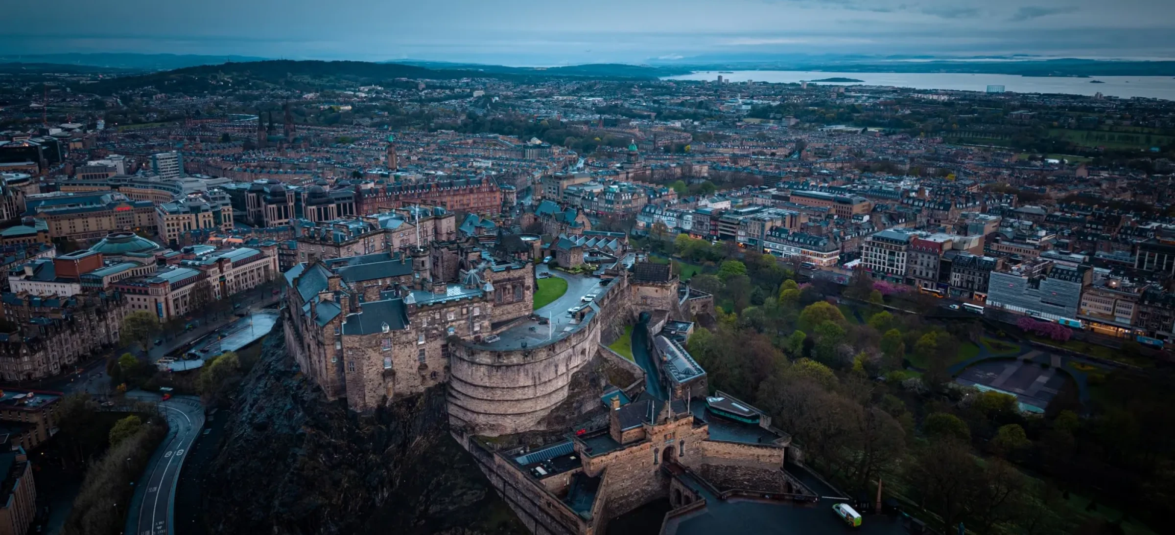 Aerial view of castle