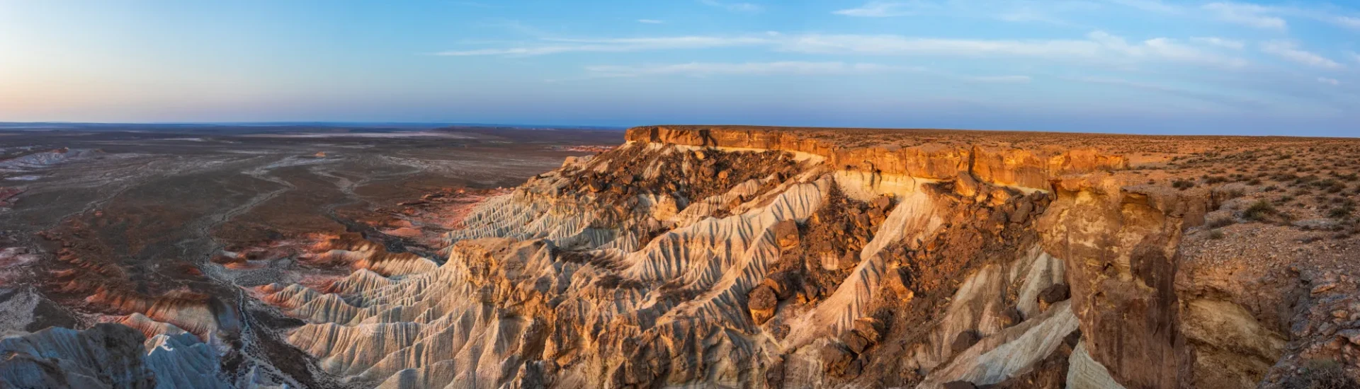 Rocky terrain and blue sky above