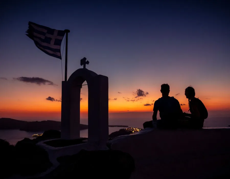 Participants watching sunset