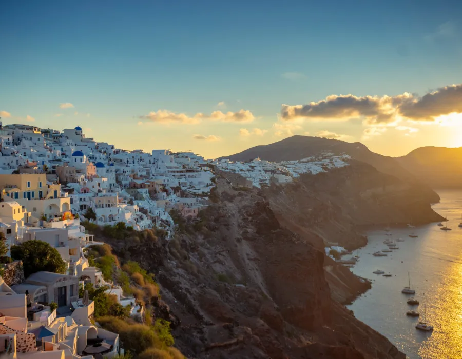 White buildings and cliff edge