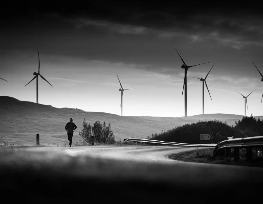 Man running along road