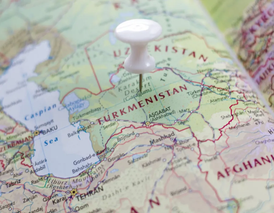 Map of Turkmenistan with pin in