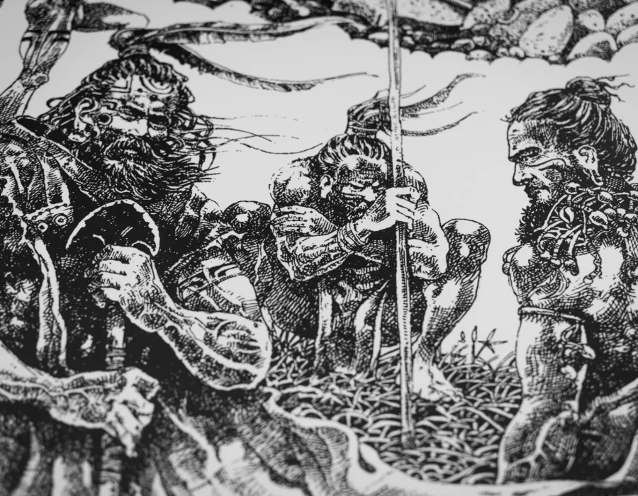 Drawing of three men