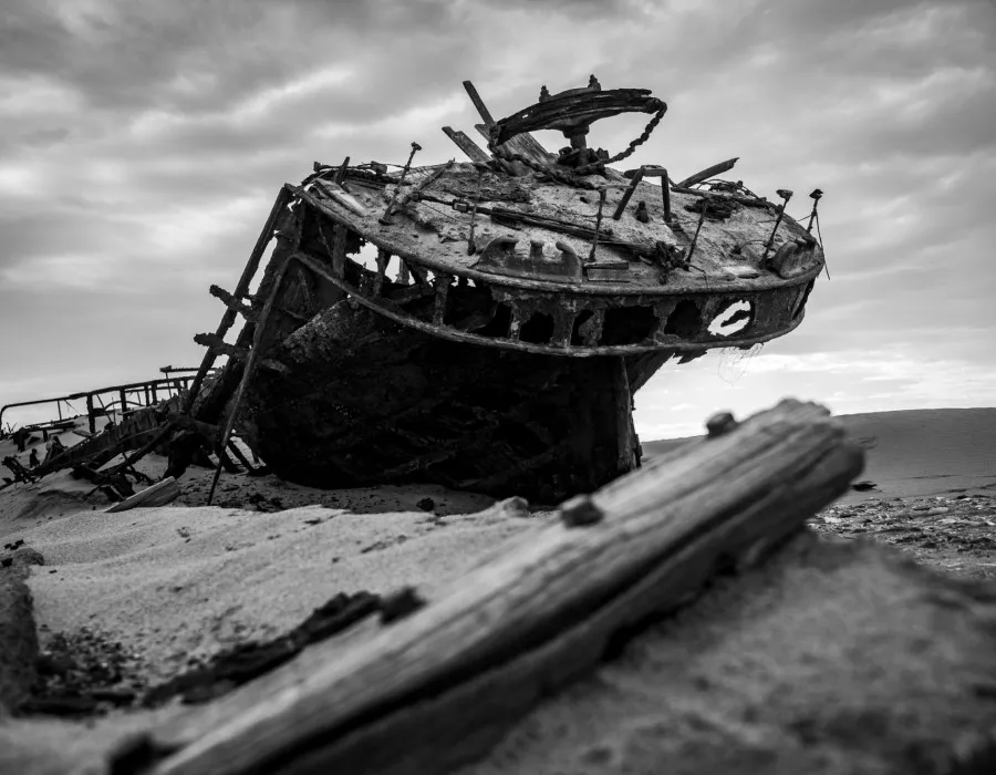 Wreck in the sand