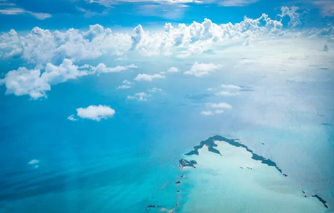 Aerial view of islands in clear sea