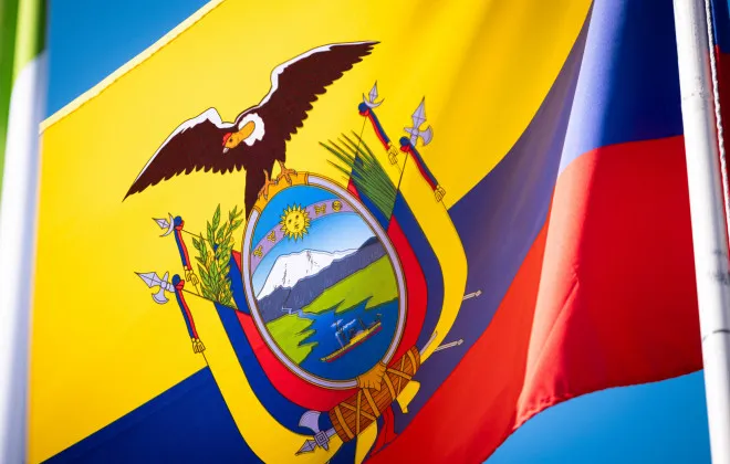 Colourful flag flying in the wind