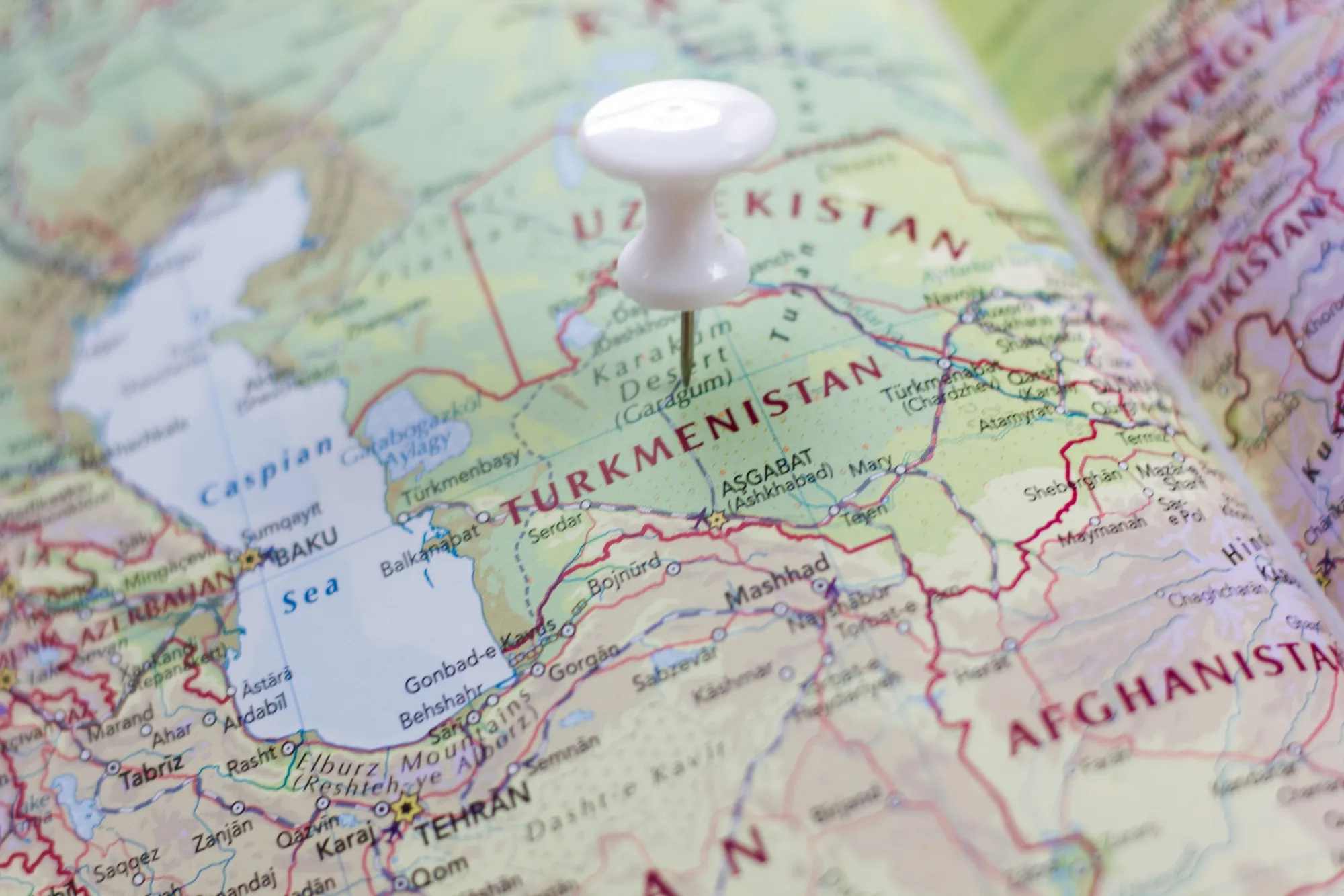 Map of Turkmenistan with pin in