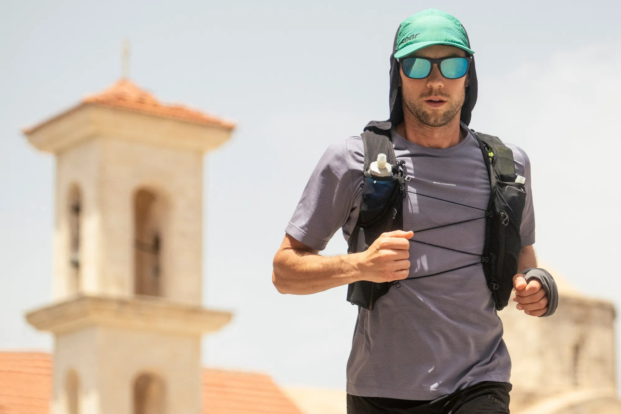 Man running in sunshine